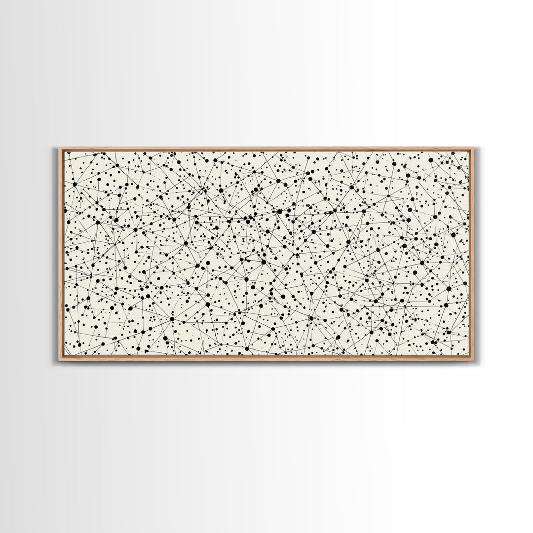 Black And White Constellation Line Network Wall Art, Minimalist Midcentury Modern Art Print, Monochrome Geometric Office Decor