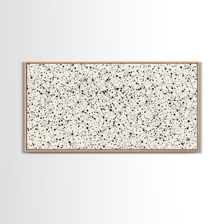 Black And White Constellation Line Network Wall Art, Minimalist Midcentury Modern Art Print, Monochrome Geometric Office Decor