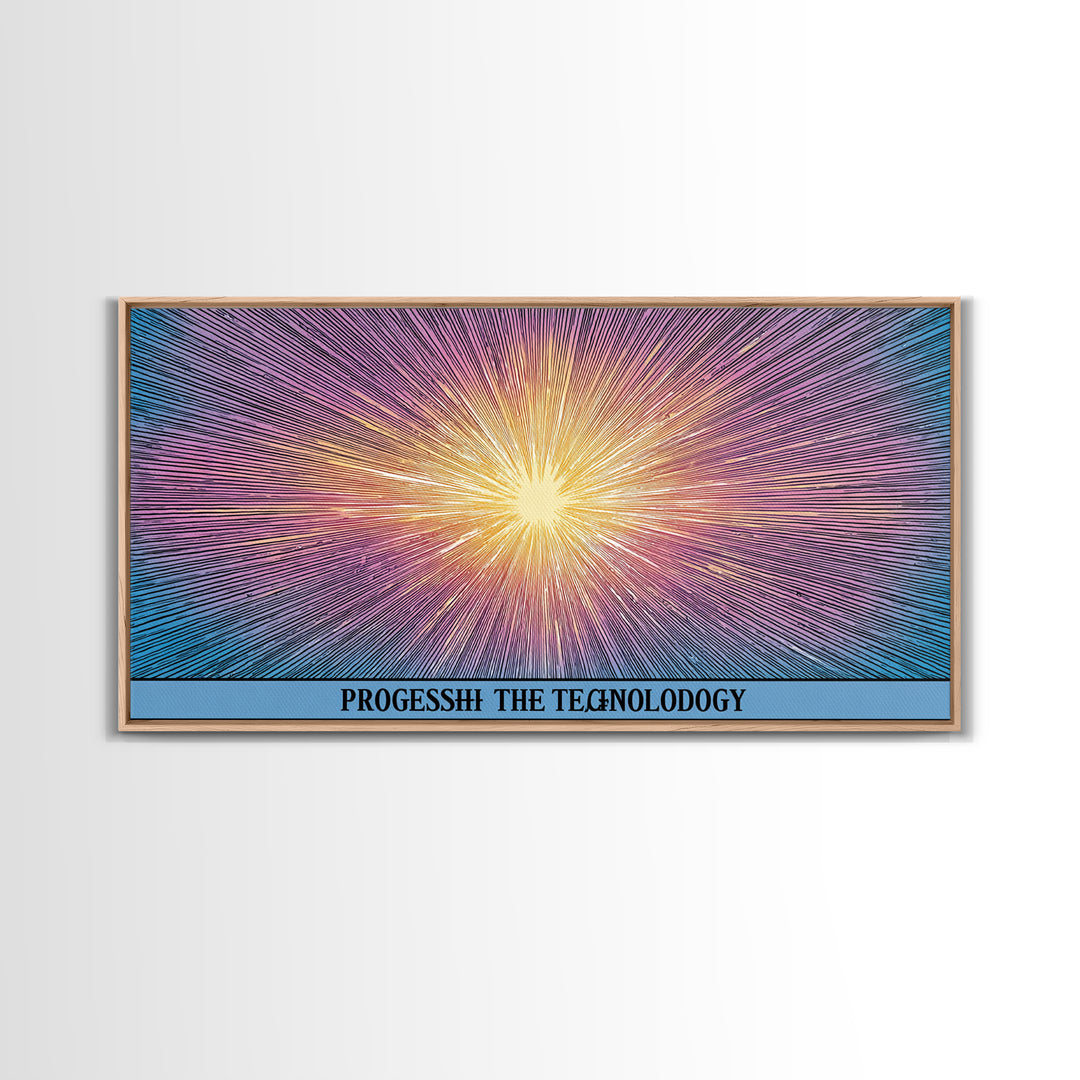 Radiant Progress Technology Starburst Canvas Print, Op Art Poster, Midcentury Modern Wall Art, Retro Sci Fi Office Decor