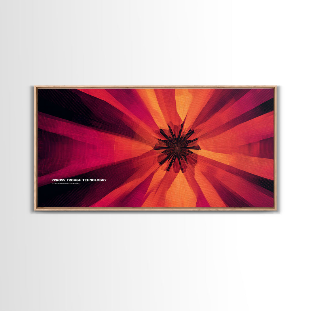 Red Orange Abstract Technology Burst Canvas Print, Midcentury Modern Wall Art, Atomic Retro Poster, Bold Office Decor Gift
