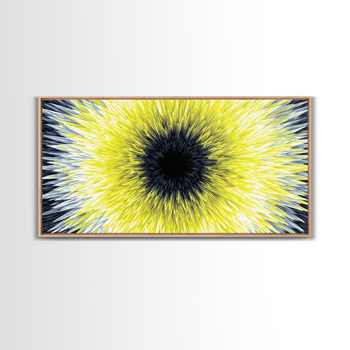 Yellow Black Radial Sunburst Canvas Print, Op Art Wall Decor, Modern Abstract Art, Bold Graphic Home Office Statement Piece