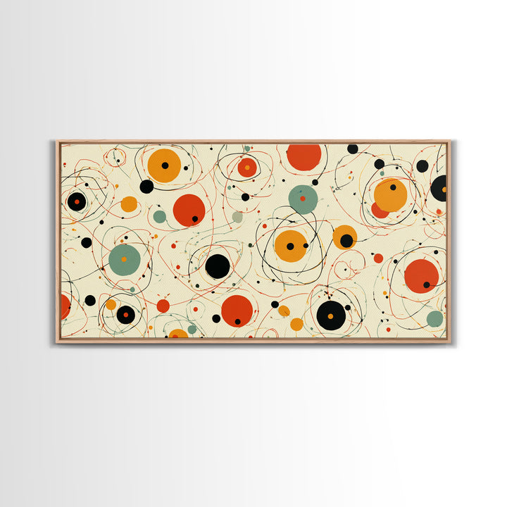 Orange Sage Atomic Circles Wall Art, Midcentury Modern Abstract Canvas Print, Retro Geometric Poster, Bold MCM Decor For Living Room