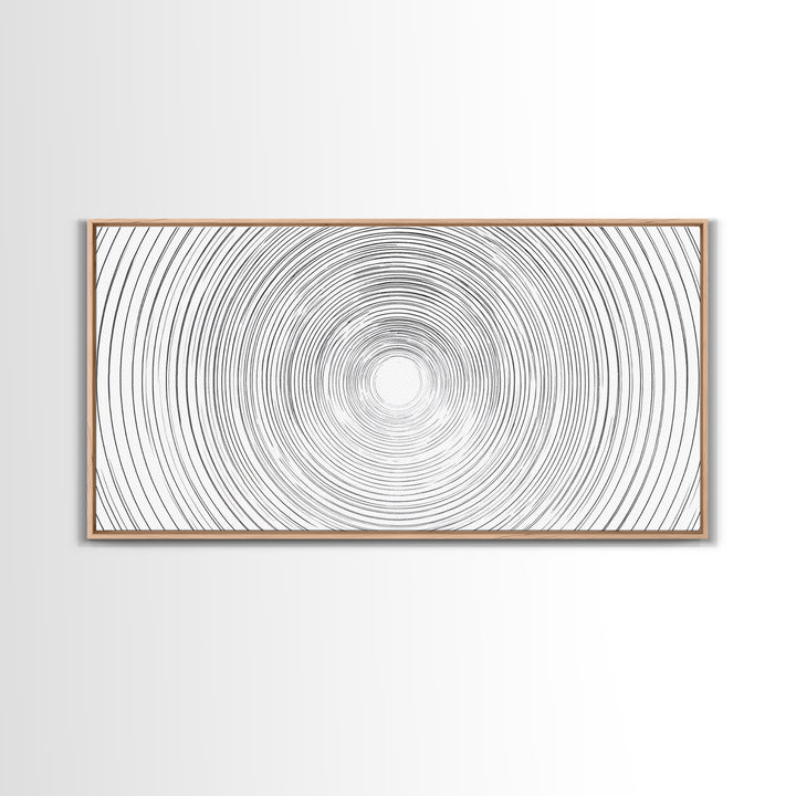 White Black Concentric Vortex Op Art Canvas Print, Minimalist Geometric Wall Art, Modern Abstract Poster, Home Office Decor