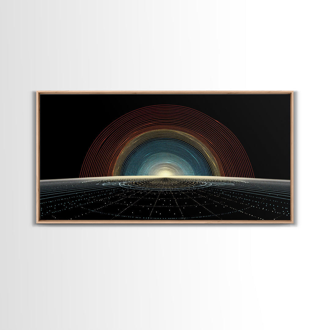Retro Sunrise Grid Canvas Print, Midcentury Modern Abstract Poster, Atomic Space Decor, Bold MCM Wall Art For Living Room