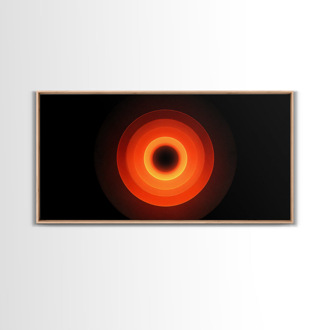 Fiery Eclipse Black Hole Wall Art, Modern Abstract Space Print, Orange Red Planet Decor, Cosmic Geometric Poster For Home Office