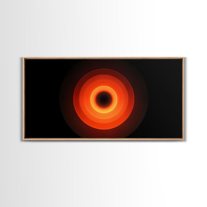 Fiery Eclipse Black Hole Wall Art, Modern Abstract Space Print, Orange Red Planet Decor, Cosmic Geometric Poster For Home Office