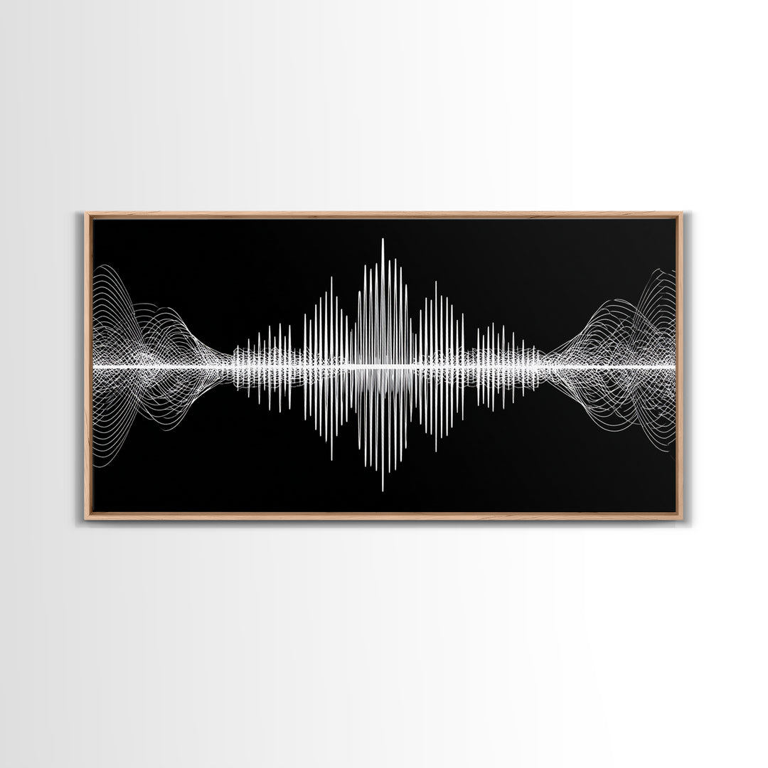 Black And White Sound Wave Wall Art, Minimal Audio Waveform, Modern Abstract Art Print, Music Studio Decor, Office Wall Decor