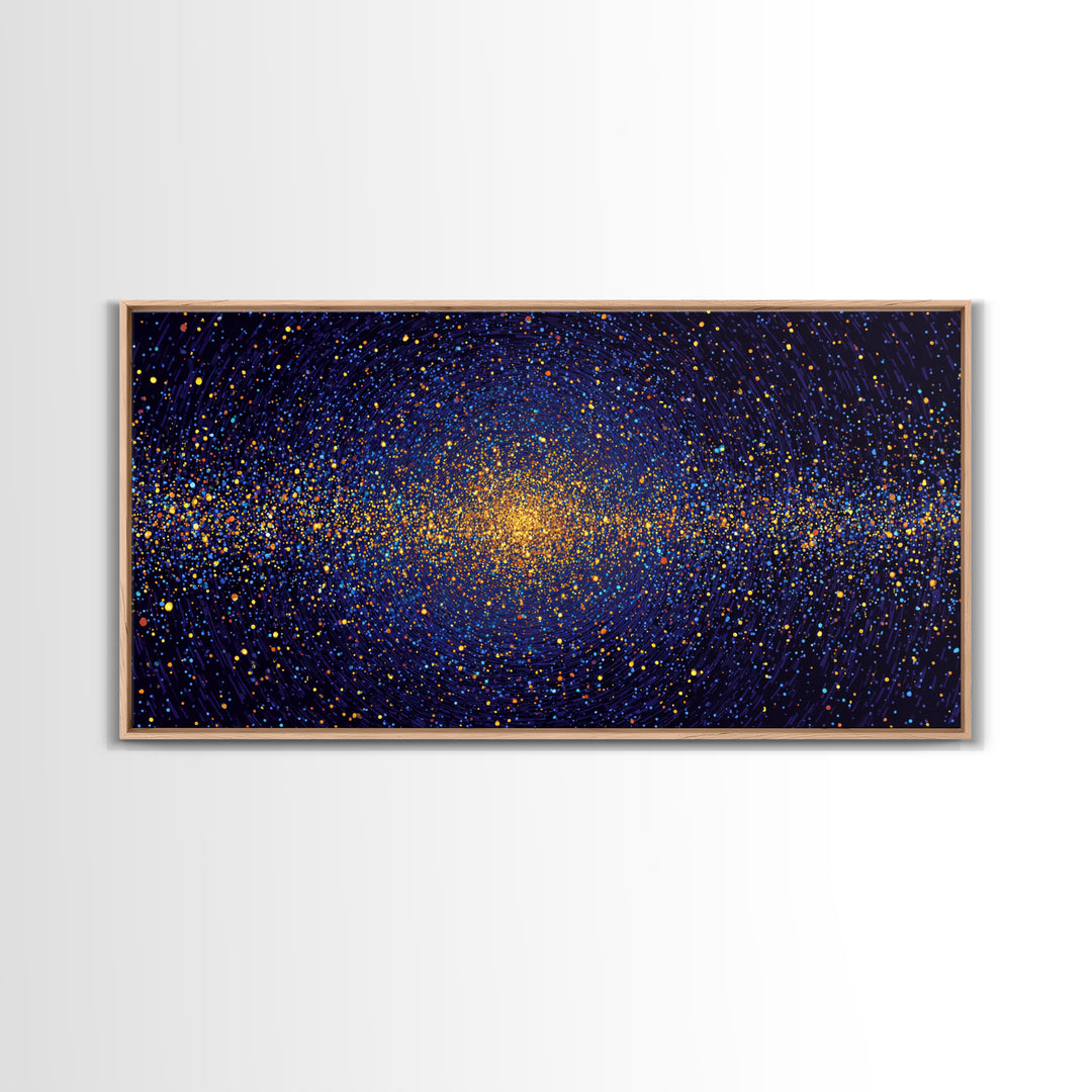 Golden Galaxy Vortex Of Stars Canvas Print, Abstract Space Wall Art, Mid Century Modern Decor, Cosmic Poster Print, Home Office Decor