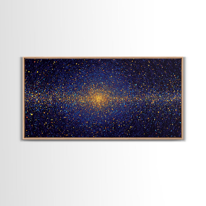 Golden Galaxy Vortex Of Stars Canvas Print, Abstract Space Wall Art, Mid Century Modern Decor, Cosmic Poster Print, Home Office Decor
