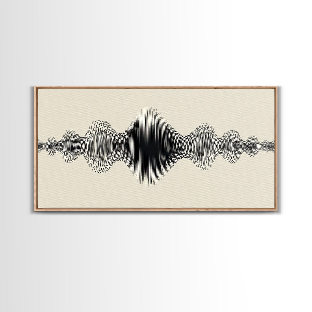 Cream And Black Audio Waveform Wall Art, Minimal Sound Wave Print, Scandinavian Modern Decor, Music Studio Office Wall Decor