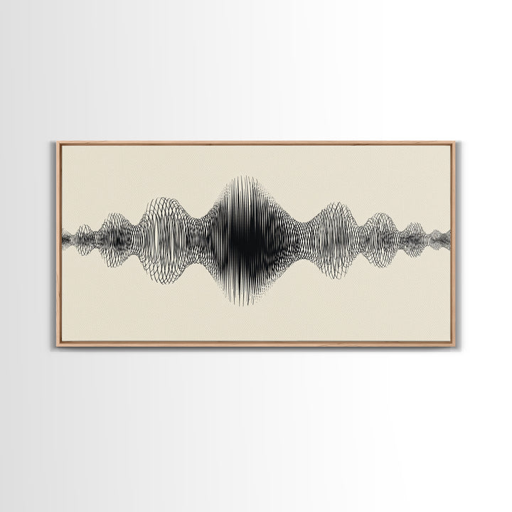 Cream And Black Audio Waveform Wall Art, Minimal Sound Wave Print, Scandinavian Modern Decor, Music Studio Office Wall Decor