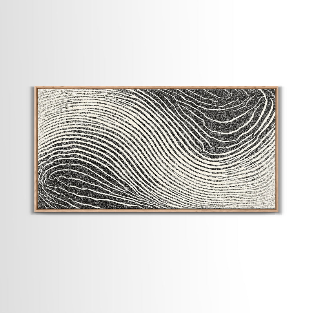 Black White Wavy Topographic Abstract Wall Art, Modern Geometric Line Print, Minimalist Decor, Office Or Bedroom Canvas Print