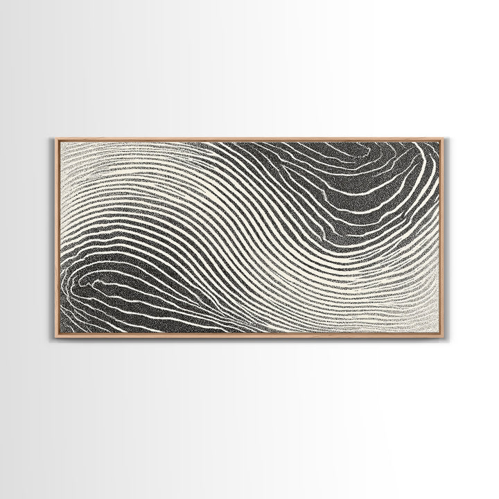 Black White Wavy Topographic Abstract Wall Art, Modern Geometric Line Print, Minimalist Decor, Office Or Bedroom Canvas Print