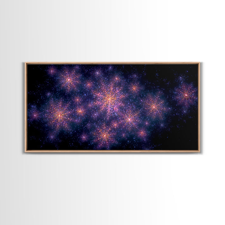 Purple Pink Starfield Galaxy Wall Art, Cosmic Retro Poster, Space Abstract Art, Modern Bedroom Decor, Dreamy Nebula Print