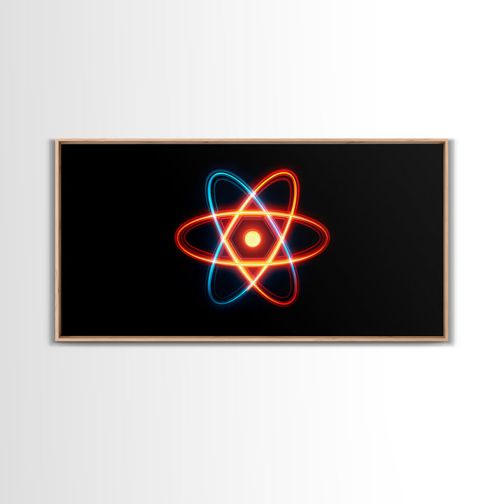 Neon Atomic Symbol Wall Art, Mid Century Modern Decor, Retro Sci Fi Poster, Colorful Space Age Abstract Office Digital Print