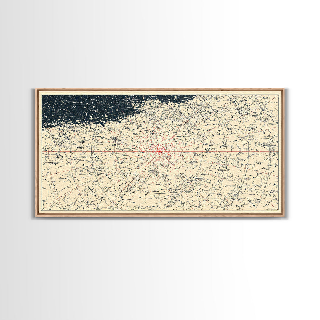 Cream Celestial Star Chart Wall Art, Minimal Astronomy Map, Peach Horizon Poster, Neutral Space Print, Modern Home Decor
