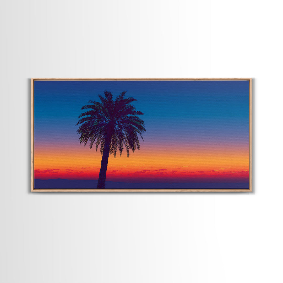 Silhouetted Palm Sunset Wall Art, Retro Tropical Landscape Print, Midcentury Modern Decor, Palm Springs Poster, Coastal Home Decor