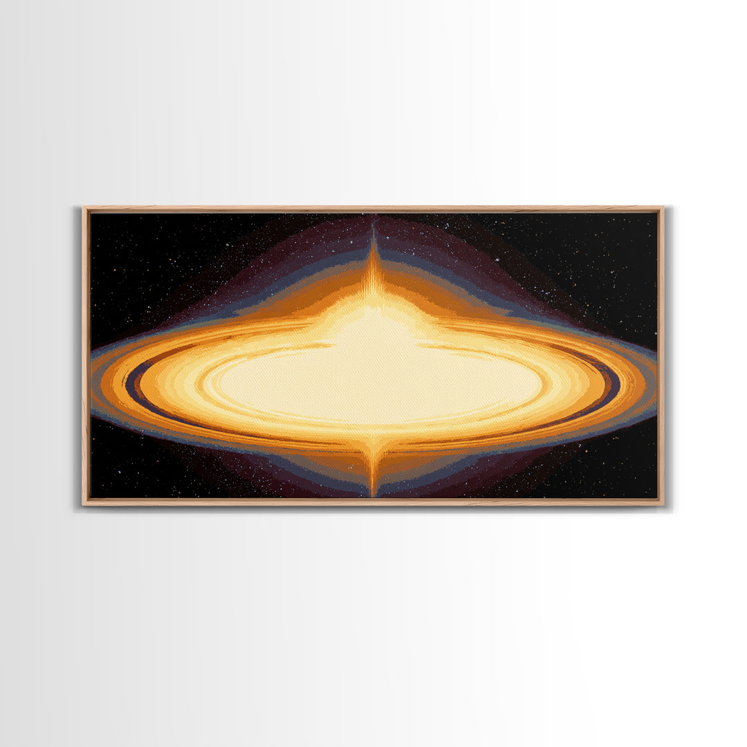 Luminous Accretion Disk Canvas Print, Black Hole Space Art, Cosmic Retro Poster, Modern Abstract Wall Art, Sci Fi Decor Gift
