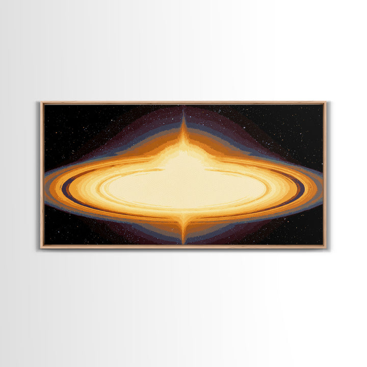 Luminous Accretion Disk Canvas Print, Black Hole Space Art, Cosmic Retro Poster, Modern Abstract Wall Art, Sci Fi Decor Gift