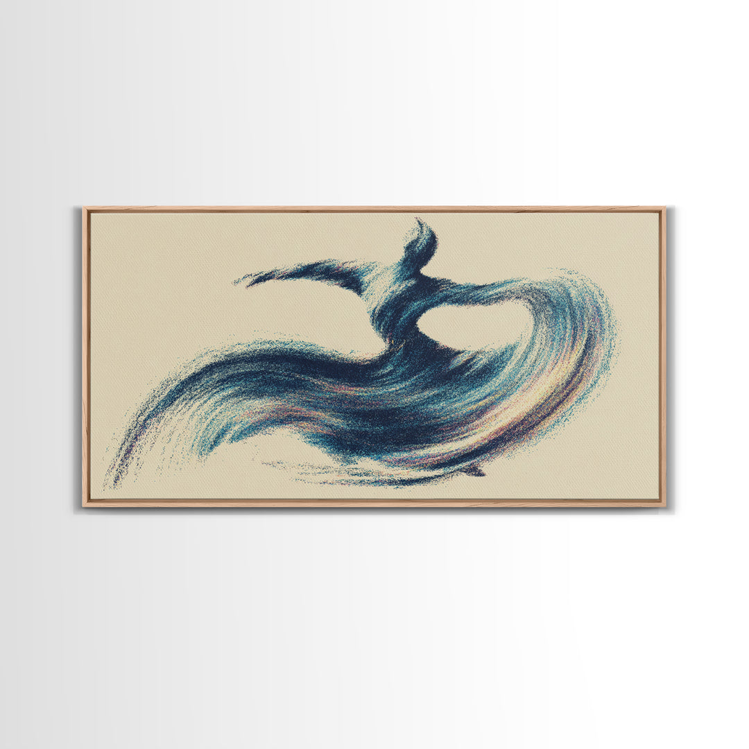 Abstract Blue Surfer Wave Motion Wall Art, Modern Abstract Art Print, Coastal Minimalist Poster, Yoga Studio Decor Gift Idea