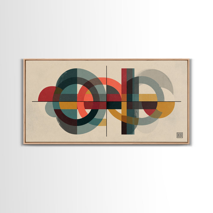 Overlapping Circles And Rectangles Wall Art, Midcentury Modern Geometric Art Print, Atomic Bauhaus Living Room Decor, Mid Century Decor
