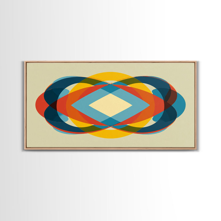 Colorful Overlapping Ellipse Abstract Wall Art, Midcentury Modern Geometric Print, Retro MCM Decor, Bold Living Room Art