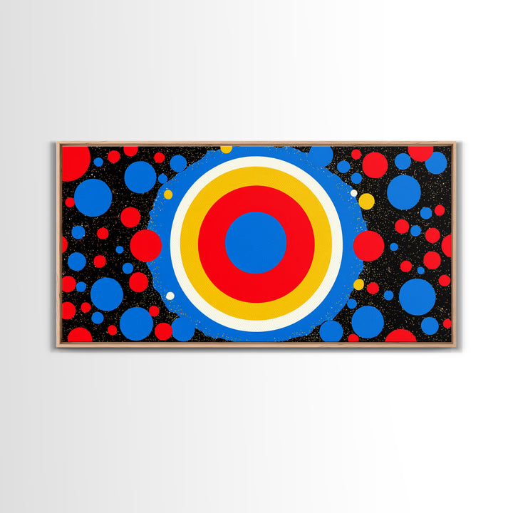 Concentric Target Canvas Print, Red Blue Yellow Circle Poster, Midcentury Modern Wall Decor, Pop Art Geometric MCM Print