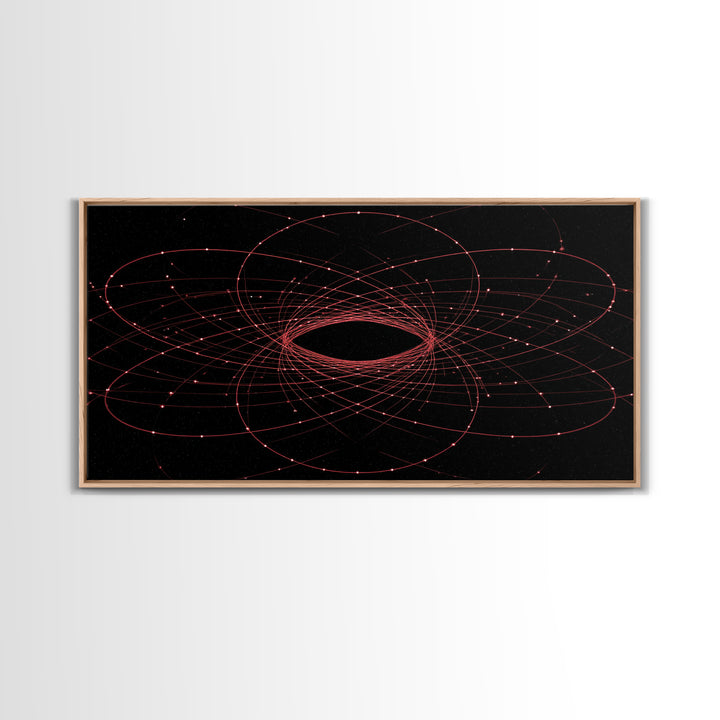 Red Orbital Black Hole Starfield Wall Art, Space Abstract Art, Modern Geometric Art Print, Sci Fi Decor For Home Office Gift