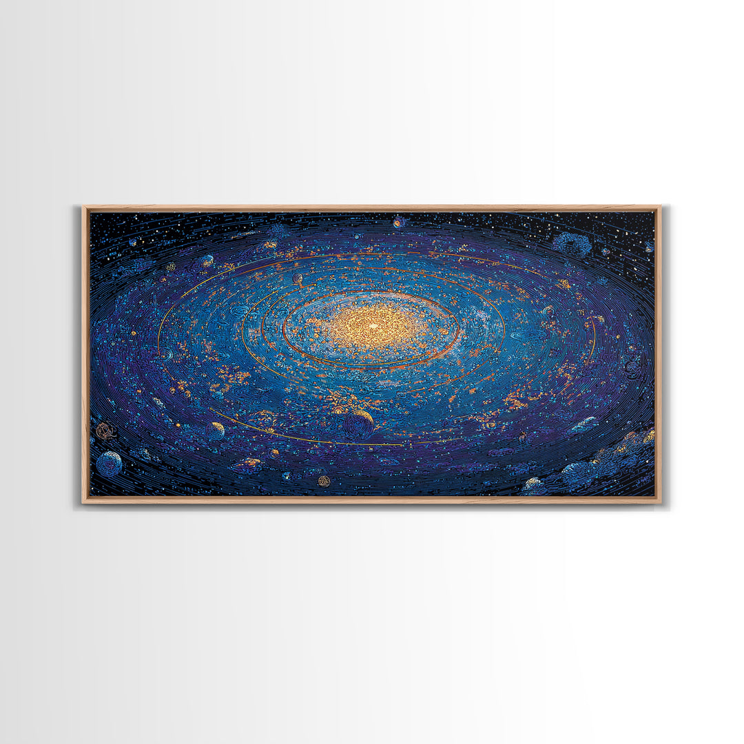 Electric Blue Galactic Spiral Wall Art, Modern Abstract Art, Space Poster, Cosmic Home Office Decor, Large Canvas Print Decor