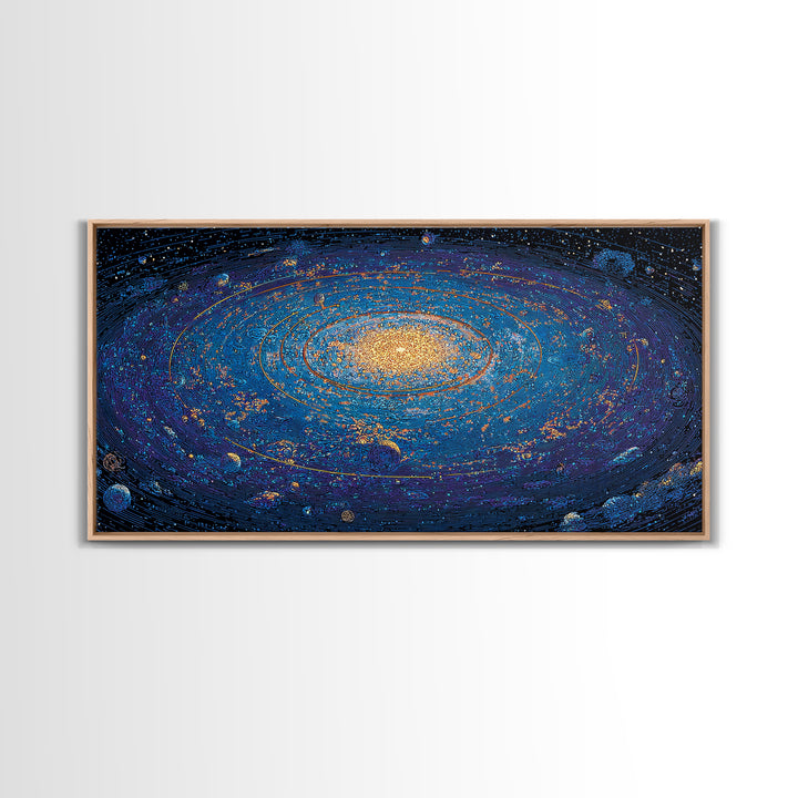Electric Blue Galactic Spiral Wall Art, Modern Abstract Art, Space Poster, Cosmic Home Office Decor, Large Canvas Print Decor
