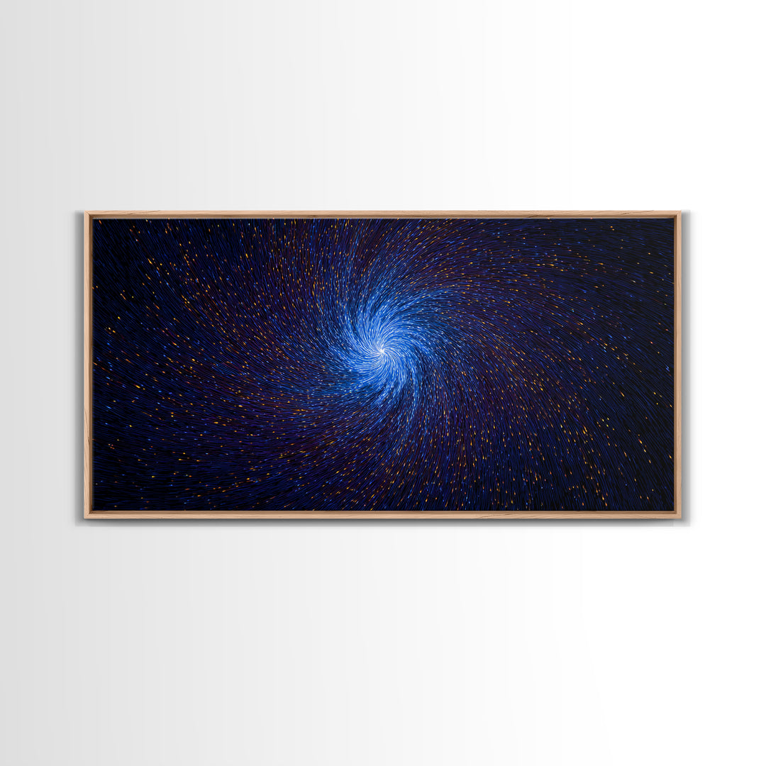 Blue Spiral Vortex Wall Art, Particle Galaxy Abstract, Modern Art Print, Cosmic Space Poster, Large Sci Fi Home Office Decor