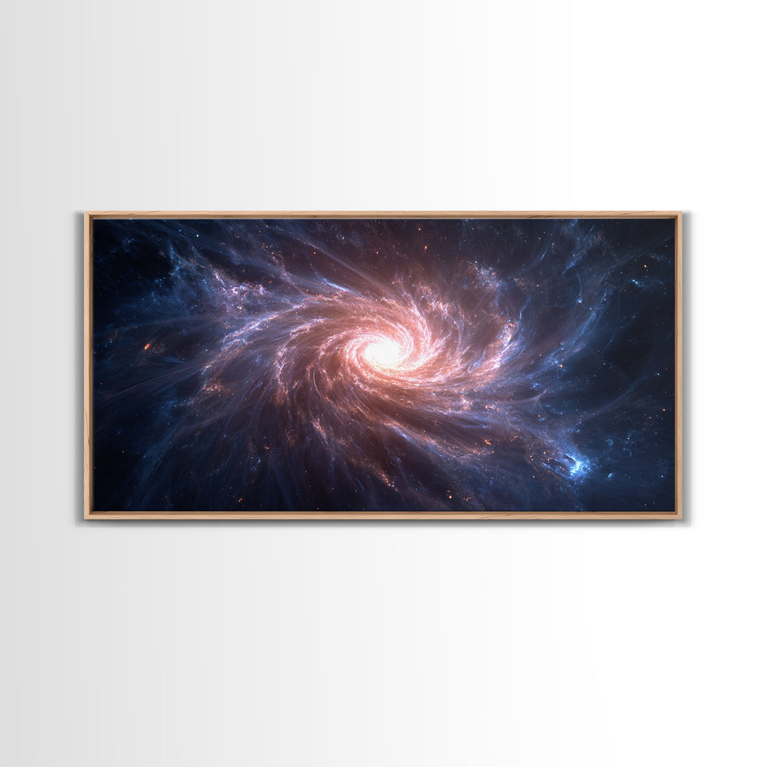 Pink Blue Spiral Galaxy Canvas Print, Cosmic Nebula Wall Art, Modern Abstract Space Poster, Bedroom Decor, Starry Gift Idea
