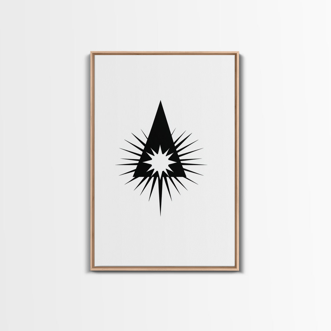 Black Triangle Starburst Wall Art, Minimal Atomic Geometry, Mid Century Modern Decor, Bold Geometric Poster Print, Scandinavian Art