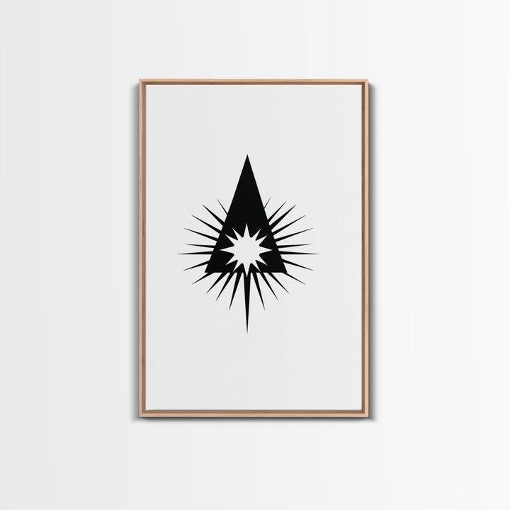 Black Triangle Starburst Wall Art, Minimal Atomic Geometry, Mid Century Modern Decor, Bold Geometric Poster Print, Scandinavian Art