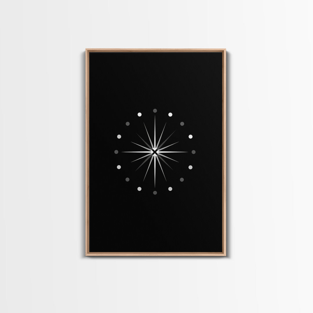 Black Atomic Starburst Wall Art, Mid Century Modern Art Print, Retro Geometric Poster, Minimalist MCM Wall Decor For Living Room