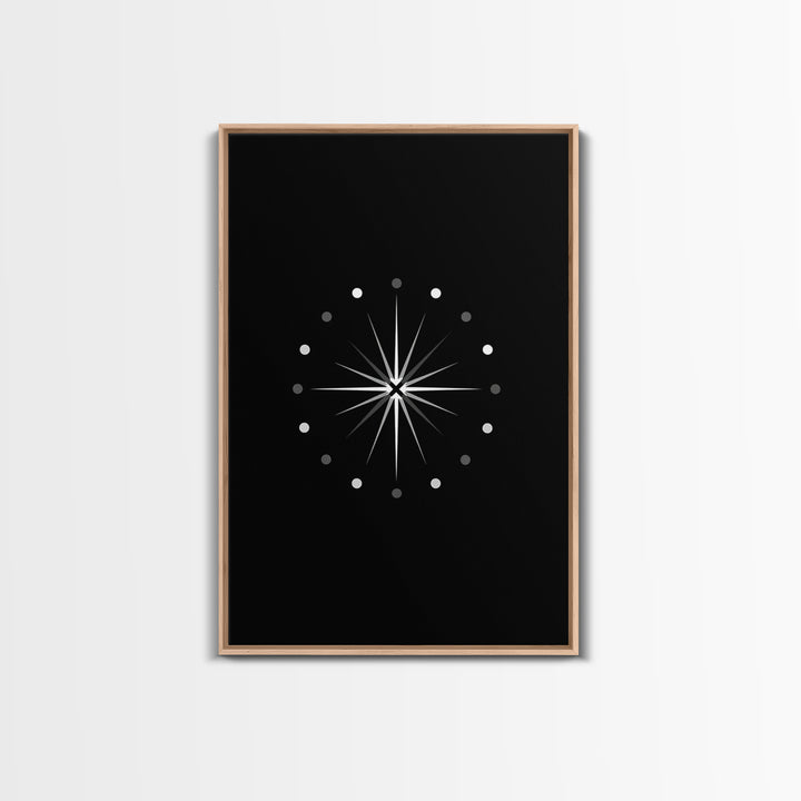 Black Atomic Starburst Wall Art, Mid Century Modern Art Print, Retro Geometric Poster, Minimalist MCM Wall Decor For Living Room