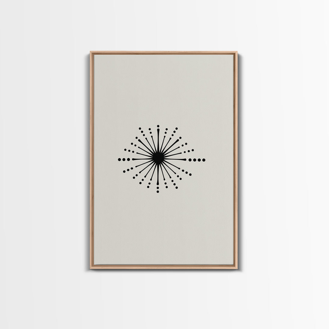 Cream Atomic Burst Canvas Print, Mid Century Modern Abstract Art, Retro Geometric Poster, Minimalist MCM Wall Decor For Office