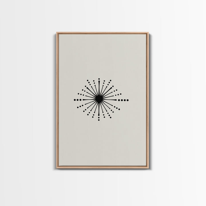 Cream Atomic Burst Canvas Print, Mid Century Modern Abstract Art, Retro Geometric Poster, Minimalist MCM Wall Decor For Office