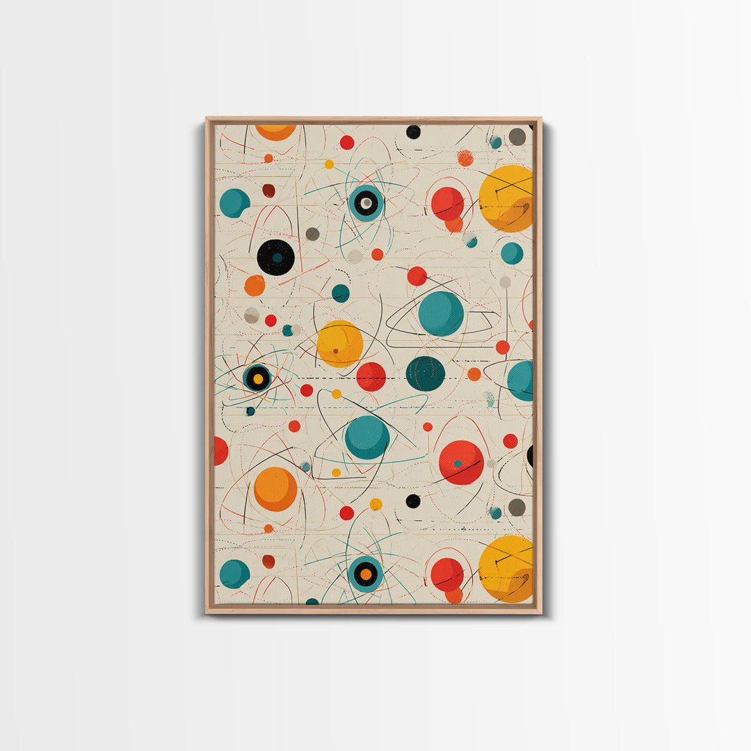 Atomic Teal Orange Planets And Orbit Lines Wall Art, Midcentury Modern Art, Retro Abstract Print, MCM Wall Decor, Modern Home Decor Gift