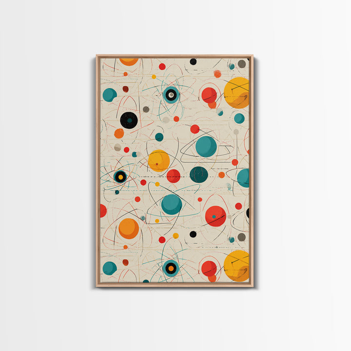 Atomic Teal Orange Planets And Orbit Lines Wall Art, Midcentury Modern Art, Retro Abstract Print, MCM Wall Decor, Modern Home Decor Gift