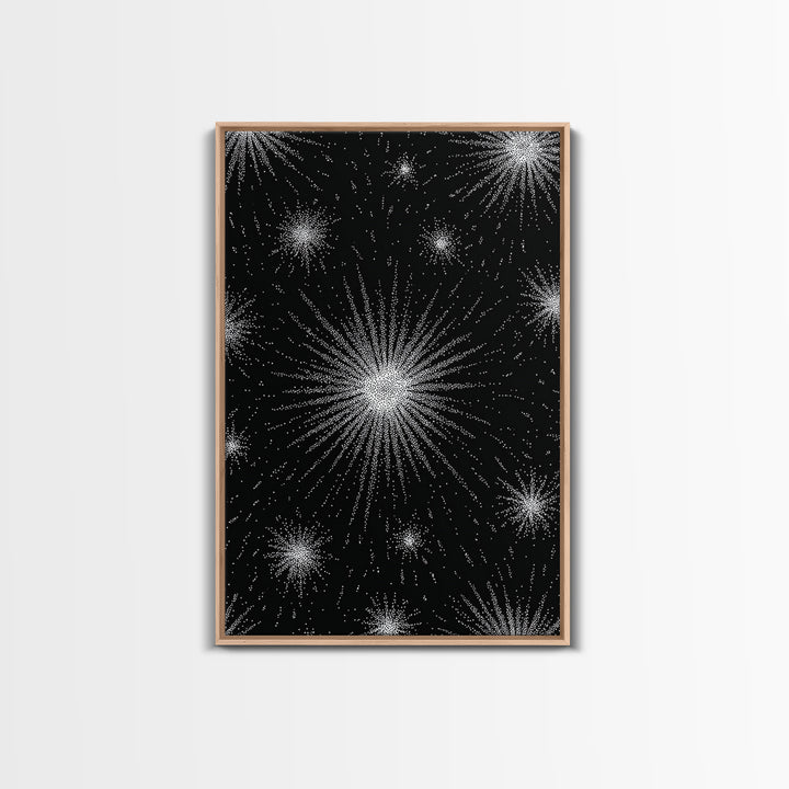 Black And White Atomic Starburst Wall Art, Midcentury Modern Art, Retro Abstract Poster, Minimalist Wall Decor, MCM Gift