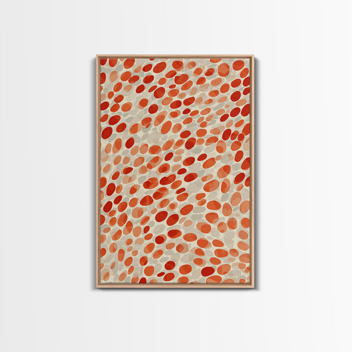 Orange Red Pebble Pattern Wall Art, Midcentury Modern Print, Retro Abstract Decor, Warm Geometric Art For Kitchen Decor Gift