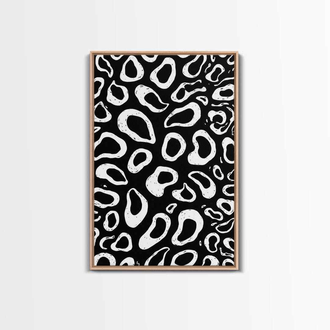 Black And White Organic Pebble Pattern Wall Art, Minimalist Abstract Poster, Retro Modern Decor, Bold Shape Art Print Gift