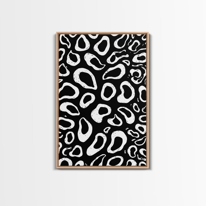 Black And White Organic Pebble Pattern Wall Art, Minimalist Abstract Poster, Retro Modern Decor, Bold Shape Art Print Gift