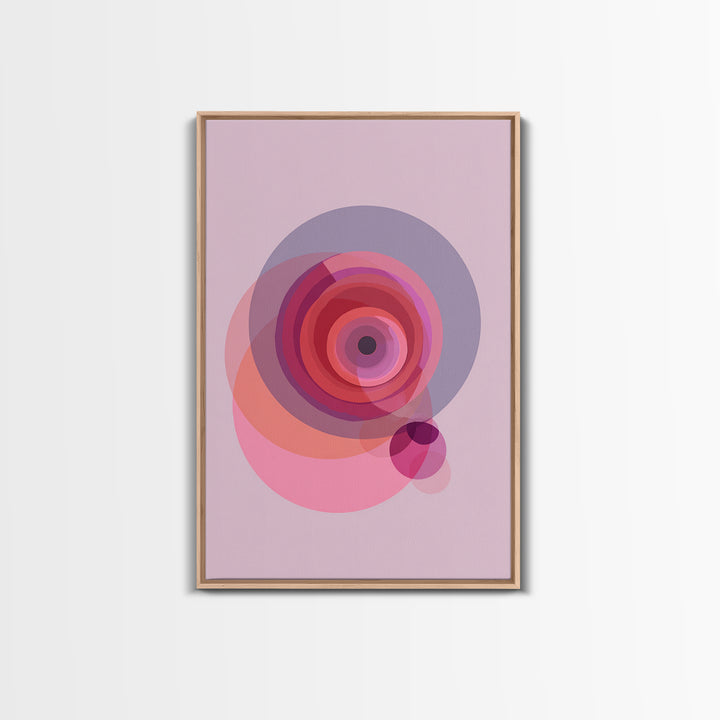 Pink Concentric Circles Abstract Wall Art, Midcentury Modern Art Print, Geometric Wall Decor, Retro MCM Living Room Decor
