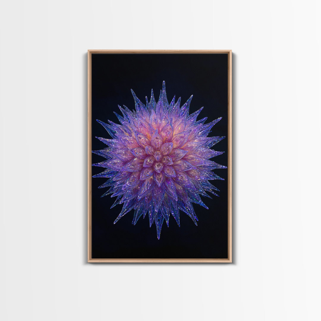 Purple Crystal Spiky Flower Wall Art, Modern Abstract Art, Colorful Wall Art, Unique Art Print, Vibrant Art Purple, Home Decor