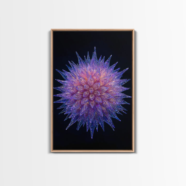 Purple Crystal Spiky Flower Wall Art, Modern Abstract Art, Colorful Wall Art, Unique Art Print, Vibrant Art Purple, Home Decor