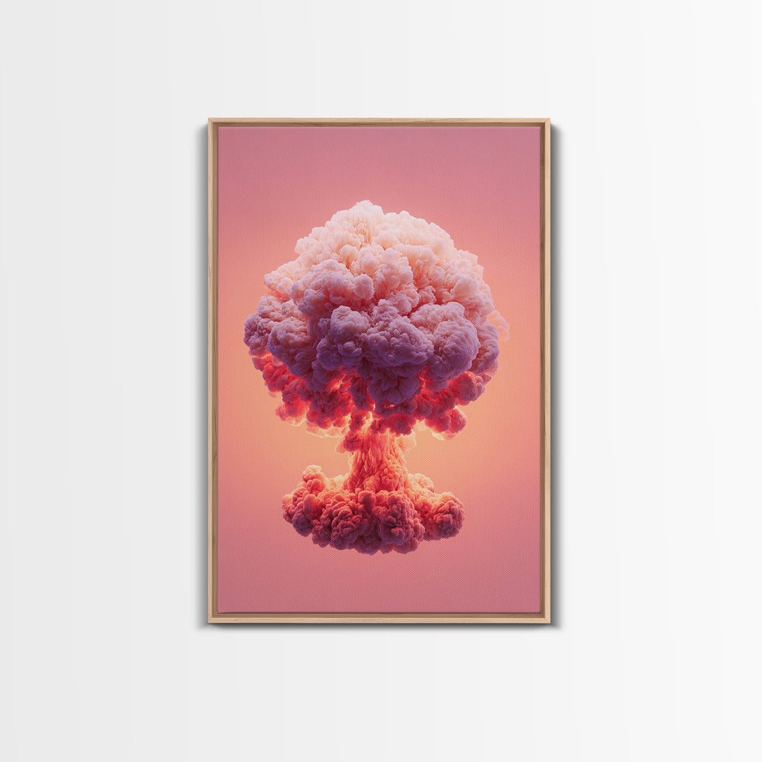 Pink Cotton Candy Mushroom Cloud Canvas Print, Surreal Atomic Pop Art Poster, Vaporwave Wall Decor, Modern Abstract Art Gift