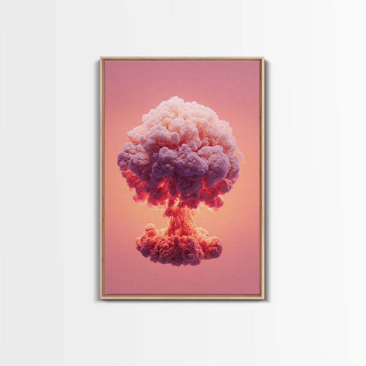 Pink Cotton Candy Mushroom Cloud Canvas Print, Surreal Atomic Pop Art Poster, Vaporwave Wall Decor, Modern Abstract Art Gift