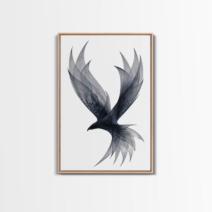 Black Wireframe Flying Bird Wall Art, Modern Abstract Art Print, Minimalist Wall Decor, Monochrome Nature Art For Bedroom